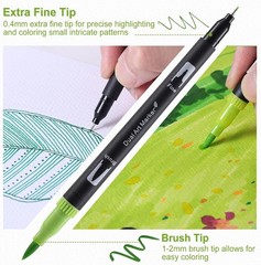 60 Colors Brush & Fine Dual Tip Watercolor Markers for Adult Coloring Books N…