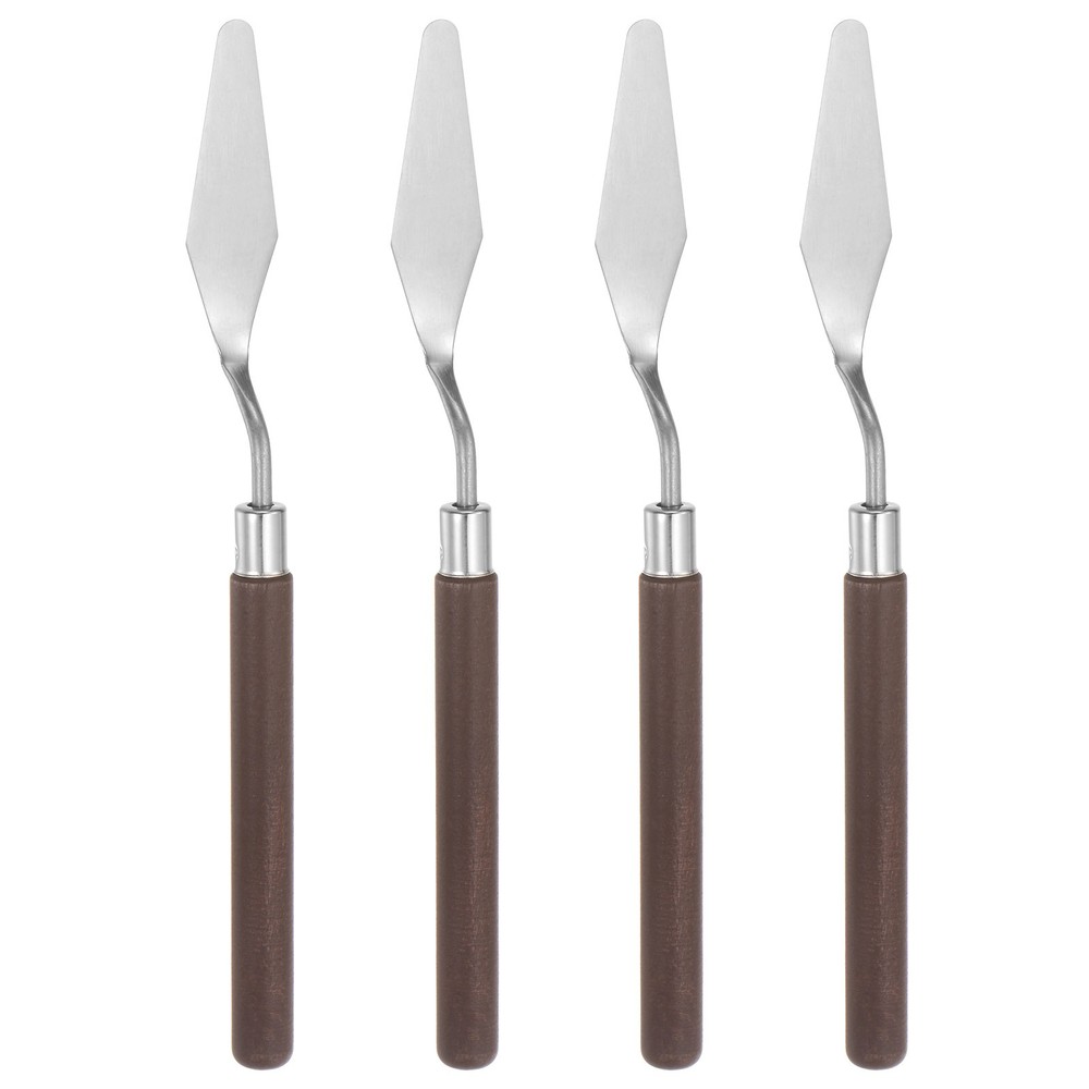 4pcs 17mm No.3 Painting Palette Knives Stainless Steel Spatula Red Wood Handle