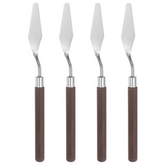 4pcs 17mm No.3 Painting Palette Knives Stainless Steel Spatula Red Wood Handle