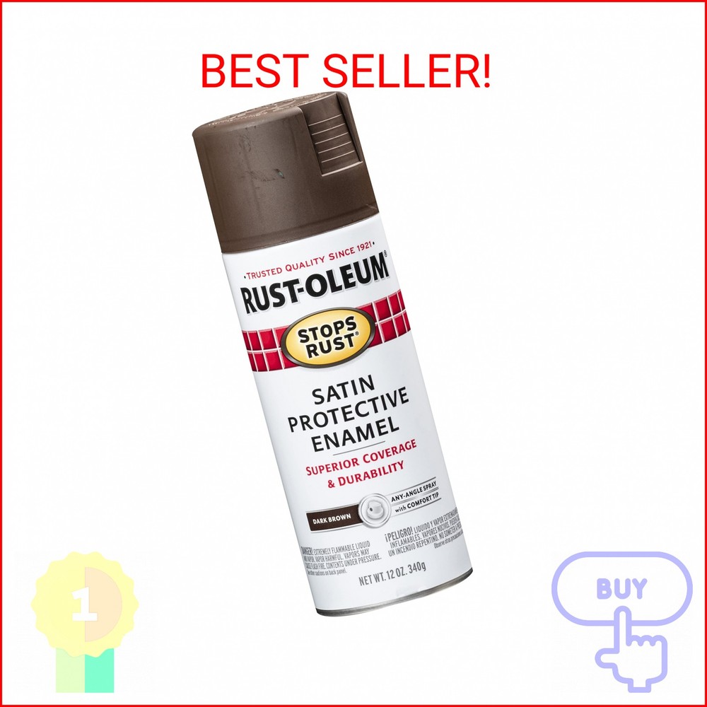 Rust-Oleum 241239 Stops Rust Spray Paint, 12 oz, Satin Dark Brown
