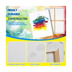 Sherr 3 Pcs 48 x 36 Inch Large Canvas for Painting Cotton Stretched Canvas Bl…