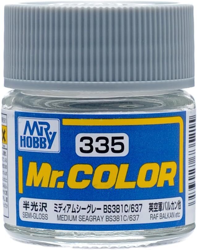 Mr. Hobby C335 Mr. Color Medium Seagray BS381C/637 Lacquer Paint 10ml – US
