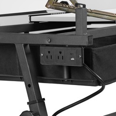 Drafting Table with Wooden Tabletop and Steel Frame Adjustable Height White