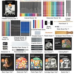 124-Piece Drawing Kit with Pencils & Paper