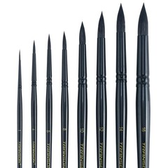 Transon 8pcs Round Watercolor Paint Brush Set Goat Hair for Large, Black