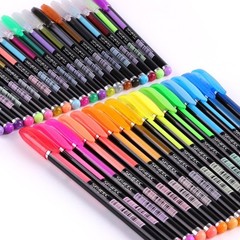 48 Packs Glitter Metallic Gel Pen Set Coloring Neon Pens Set for Adult Coloring