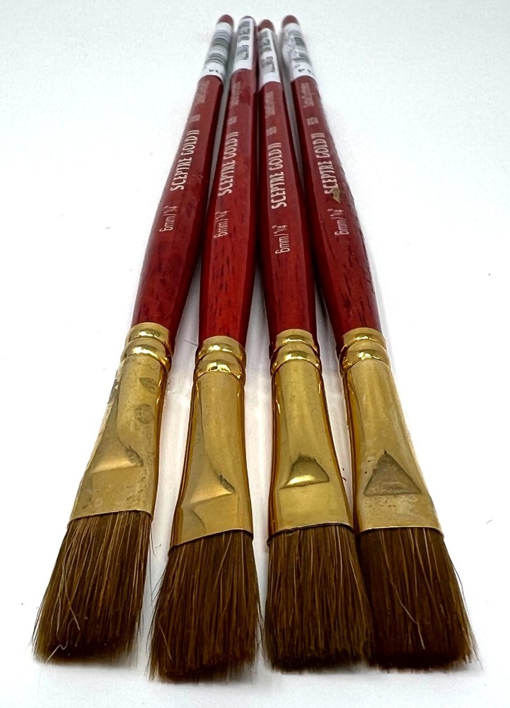 Lot of 4 – Winsor & Newton Sceptre Gold II Brush 606 Series 6mm/1/4in Short Flat
