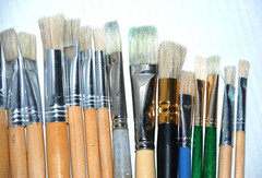Mixed Lot of 41 Paint Brushes Flats Artist Loft Grumbacher Royal Taklon Dana