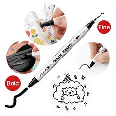 4 Black and 4 White Paint Pens Brush and Bold Dual-tip Acrylic Paint Marker S.