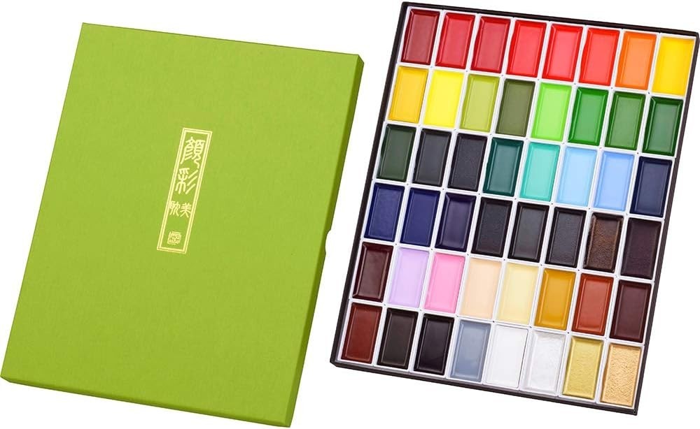 Gansai Tambi 48 Color Japanese Watercolor Paint Set Opaque Natural Finish