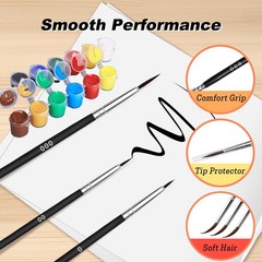 Bonison 30pcs Fine Detail Paint Brushes Set, Miniature 3 sizes, Black