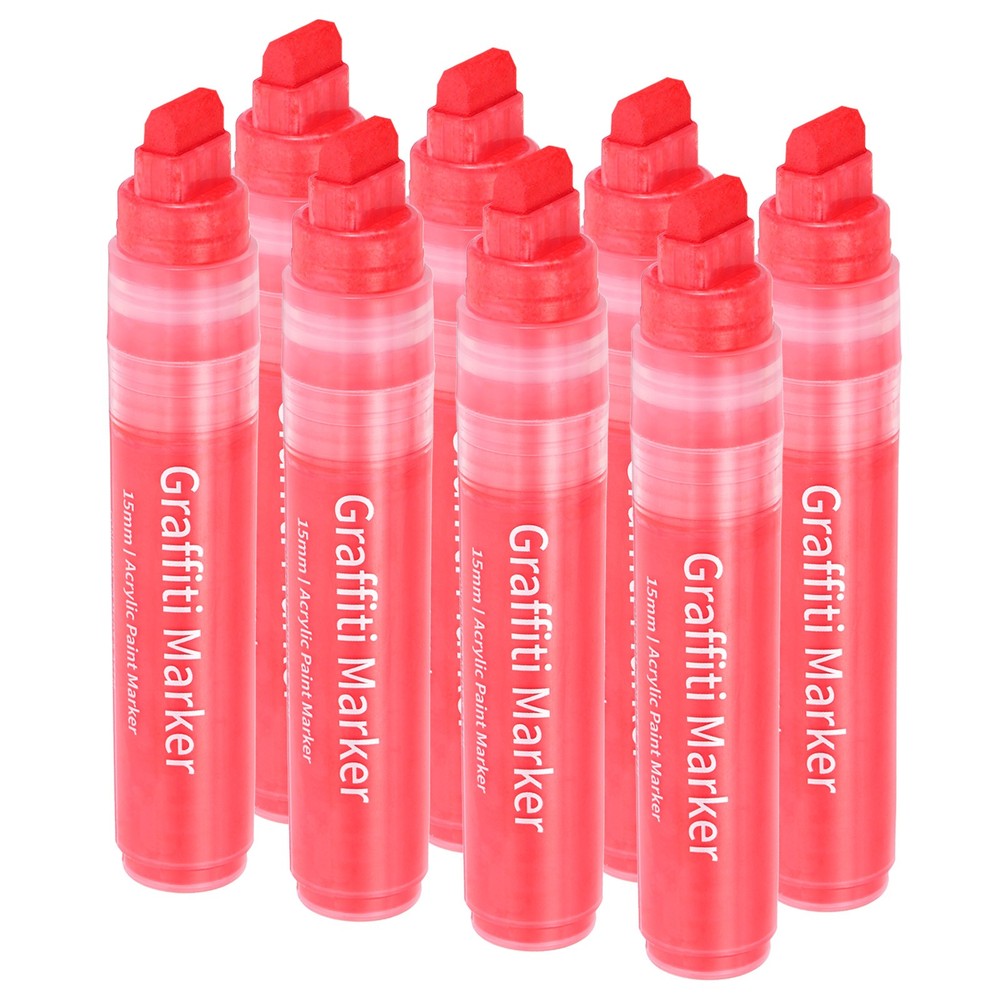 8 Pcs Graffiti Markers, 15mm Red Poster Markers Thick Acrylic Paint Pen