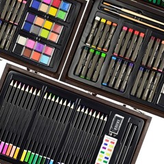 Juego De Arte De Lujo De 145 Piezas, Caja De Arte De Madera Y Kit De Dibujo …