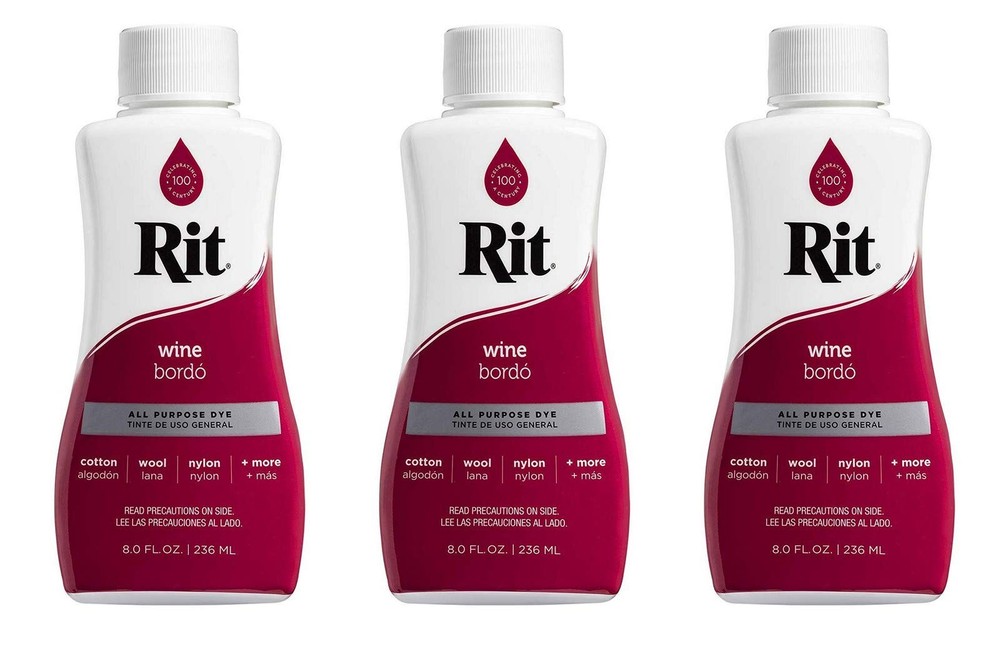 Rit Dye Liquid 8 Ounces Wine 8-10 (3-Pack) Stain