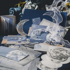 Doraking 63PCS Moon Embellishment Scrapbook Paper Packs for Journaling Large