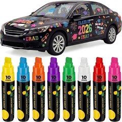 Gilprop 8 Pcs 2026 Graduation Car Decorations 10 Mm 8 Colors Window Markers For