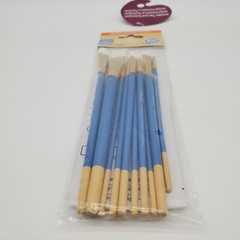 Artists Loft 10pc White Synthetic Brushes Acrylic Flat Rectangle Round Sealed