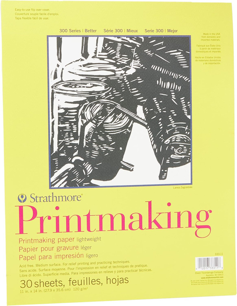 300 Series Glue Bound Printmaking Pad, Lightweight, 11 X 14 Inches, White, 30 Sh