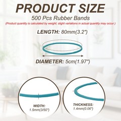 3.2″ x 3/50″ 500 Pcs Blue Elastics Rubber Bands for Office File Folder