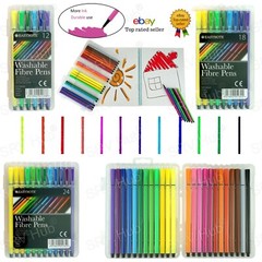 12,18,24 Washable Easynote Felt Tip Fibre Pens,Kids Colouring Markers,Craft Gift