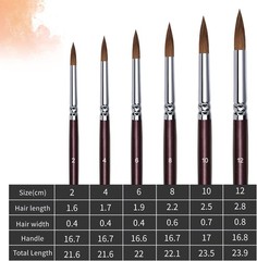 Kolinsky Watercolor Brush Set Pure Sable Hair 6 Pcs New