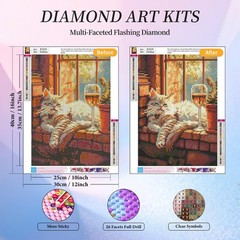 Cat Diamond Art Kits for Adults, 5D Cocktail Diamond Painting Kits for Beginners