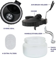Master Airbrush 13 Piece Airbrush Cleaning Kit – Glass Cleaning Pot Jar with Hol