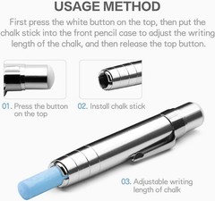 RALIS 2 Packs Aluminum Alloy Chalks Holder, For 1 Count (Pack of 2), Silver