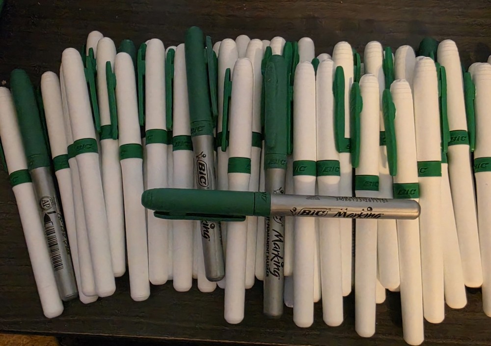 50x BIC Intensity Marker Grip Fine Tip FOREVER GREEN Markers Free Ship
