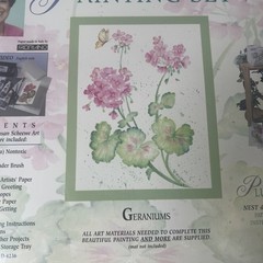 Vintage Susan Scheewe Deluxe Acrylic Painting Set Factory Sealed Geraniums