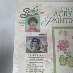 Vintage Susan Scheewe Deluxe Acrylic Painting Set Factory Sealed Geraniums