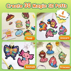 81 PCS 3D Art Paint & Puff Set, Mess-Crafts for Ages 4-8-12, Glow-in-the-drak…