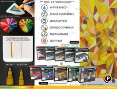 22 Acrylic Paint Pens (YELLOWS & BROWNS) Pro Color Series Set (3mm MEDIUM)