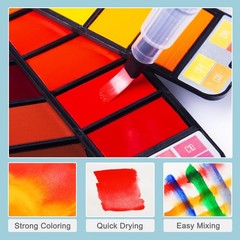 Watercolor Paint set – 42 Assorted Colors with 3 Brushes – Perfect Foldable W…