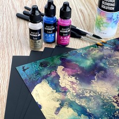 Pixiss Black Alcohol Ink Paper – 25 Sheets Heavy Weight Art Paper for Alcohol…