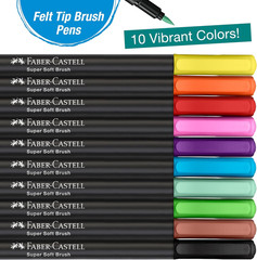 Black Edition Felt Tip Pens, Soft Brush Nib, 10 Colors