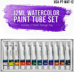 12-Color Water Colors Paint Set, 12ml Professional Watercolor Tubes, Vibrant …