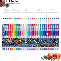 Aen Art Gel Pens for Adult Coloring Books, 1 Count (Pack of 30), Multicolor