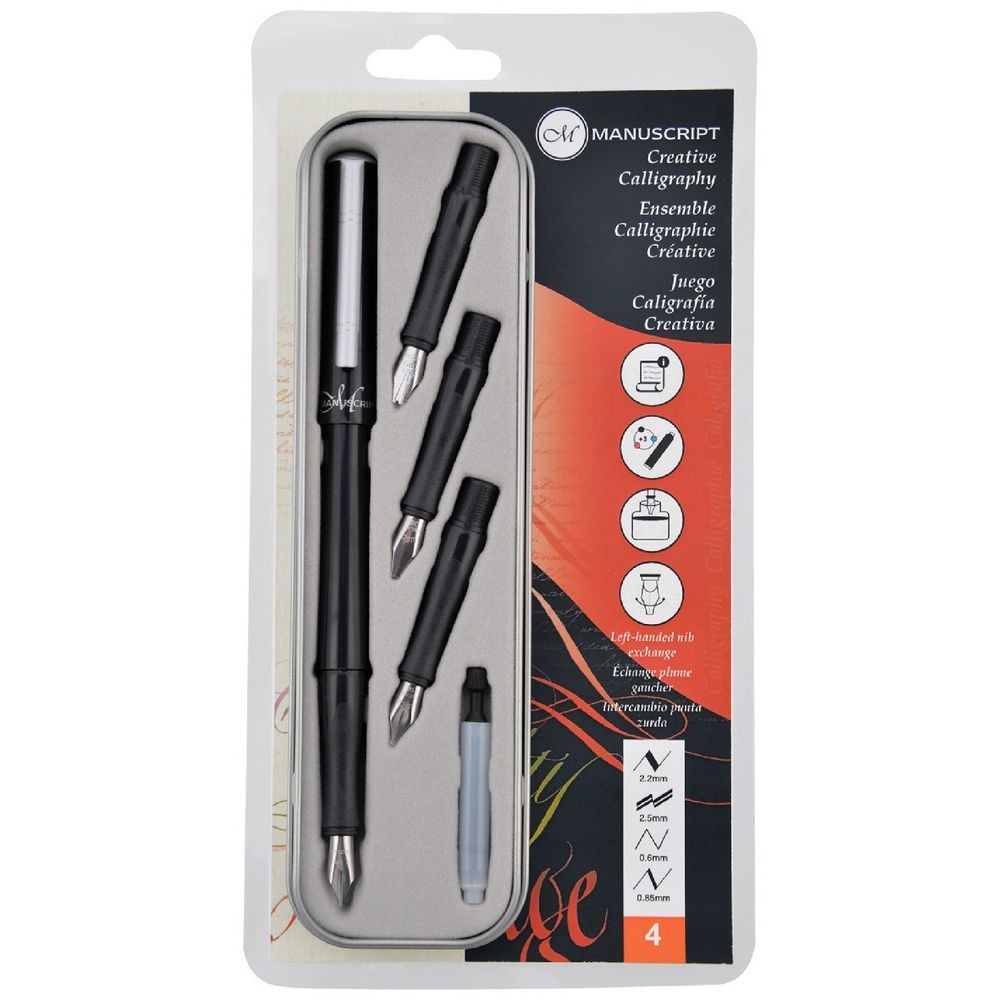 Manuscript Creative Calligraphy Set 6 Piece (1 Fountain Pen, 3 Nibs)