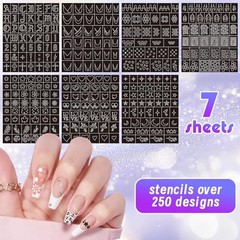 Nail Art Marker Pens with Stencils, 12 Colors Dual Brush Tip Water-Based Purple