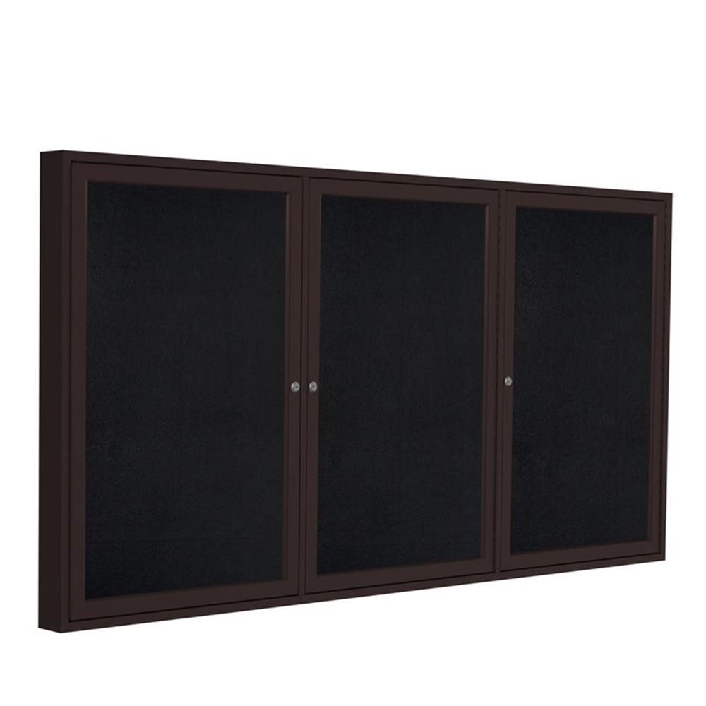 Ghent’s 36″ x 72″ 3 Door Enclosed Rubber Bulletin Board in Black