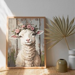 Framed Paint by Numbers Kit for Adults Beginner & Kids Ages 8-12, Lamb Paint by