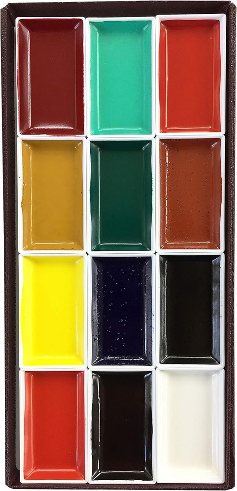 KISSHO GANSAI Pigment Painting 12 colors Set Watercolors Japanese Art Paint