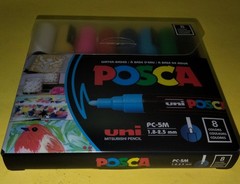 POSCA 8 CT. WATER BASED~UNI PC-5M BASIC COLORS~BRAND NEW~MSRP $30~BUY@$9.99~Wow!