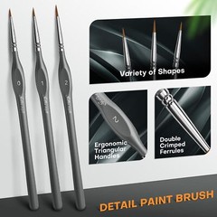 Golden Maple Miniature Paint Brushe 15pcs – Micro Detail 15GY, Gray