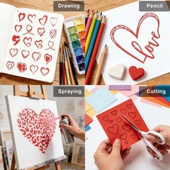 22 Pcs Heart Stencils for Crafts Reusable, 6×6 in Valentine Stencils for Pain…
