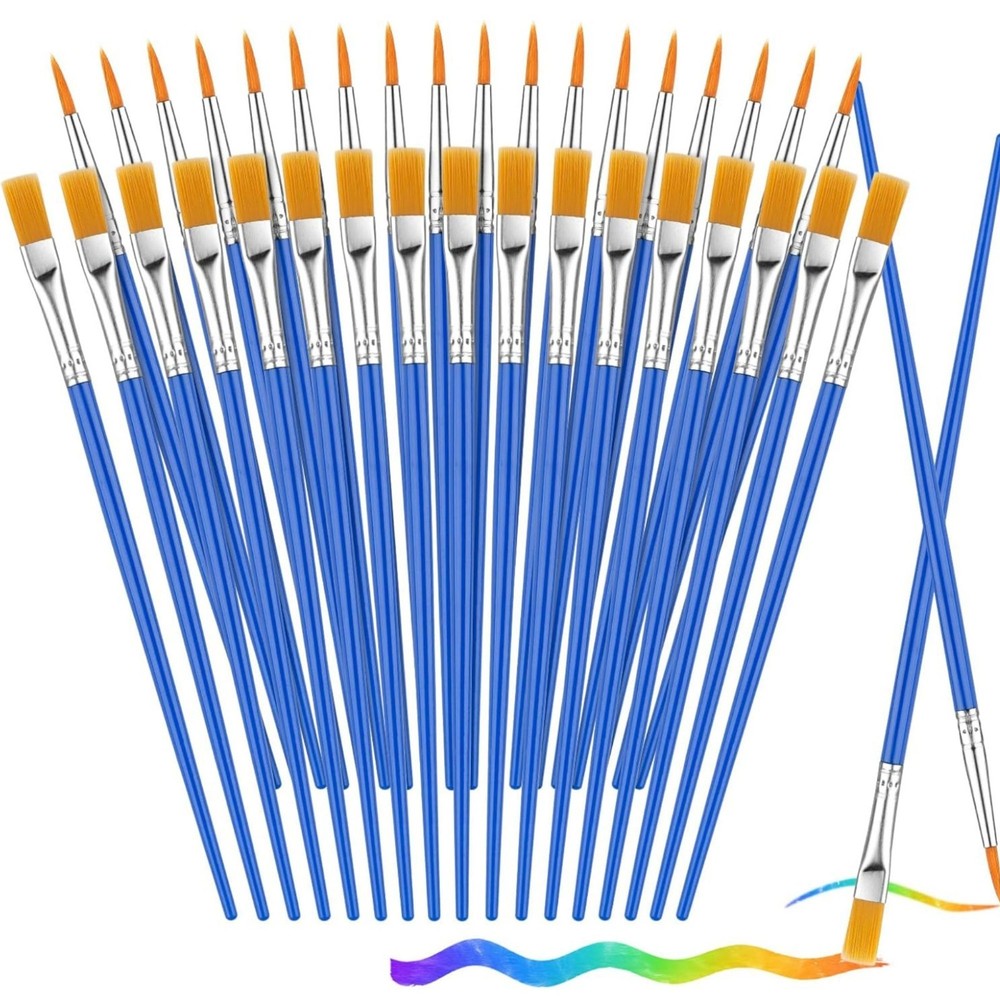 88PCS Small Paint Brushes – Flat & Round Nylon Brushes for Acrylic Oil