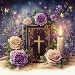 Flower Cross Candle Diamond Art Painting Kits for Adults, Diamond Painting Kits