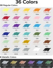 JusArt 36 Colors Acrylic Paint Markers, Dual Tip Coloring Markers with Dot and F