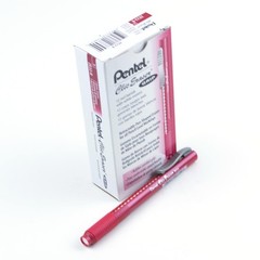 Pentel Clic Eraser Grip, Retractable Eraser, Red Barrel, Box of 12 (ZE22B)